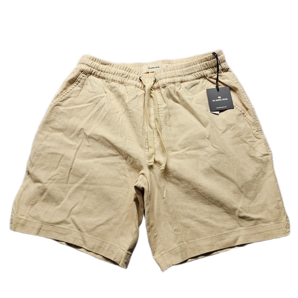 The Normal Brand Shorts Mens Size Medium Beige Stretch Elastic Waist Drawstring